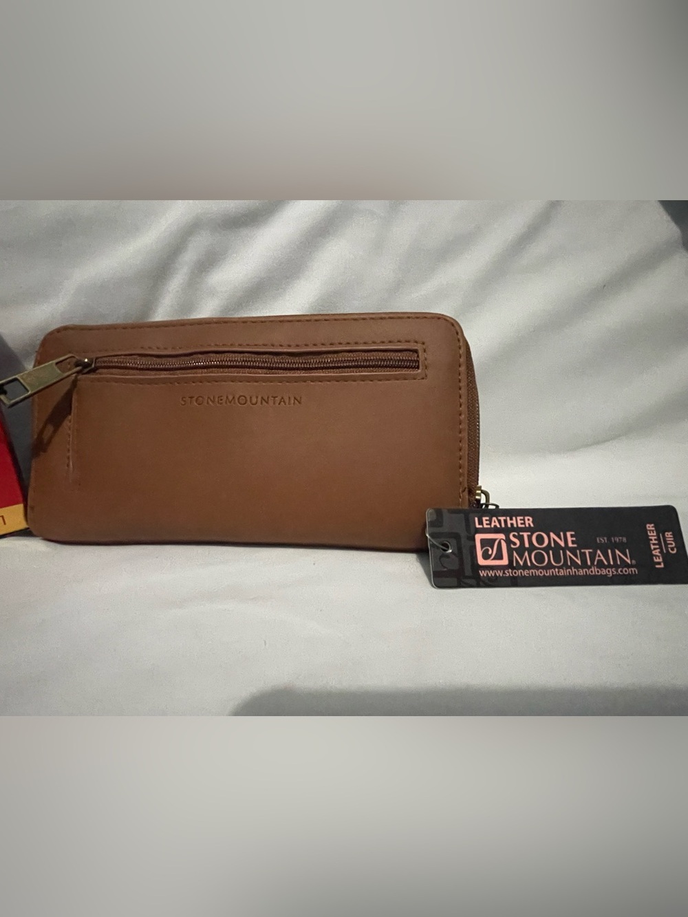 ✨Stone Mountain Leather Nubuck Tan/Brown Double Zip Around Wallet✨ - Picture 2 of 9